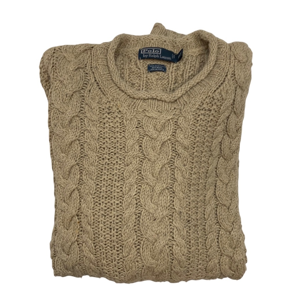 Polo by Ralph Lauren Men's Cable Knit Crewneck Sweater - Beige - Picture 7 of 7
